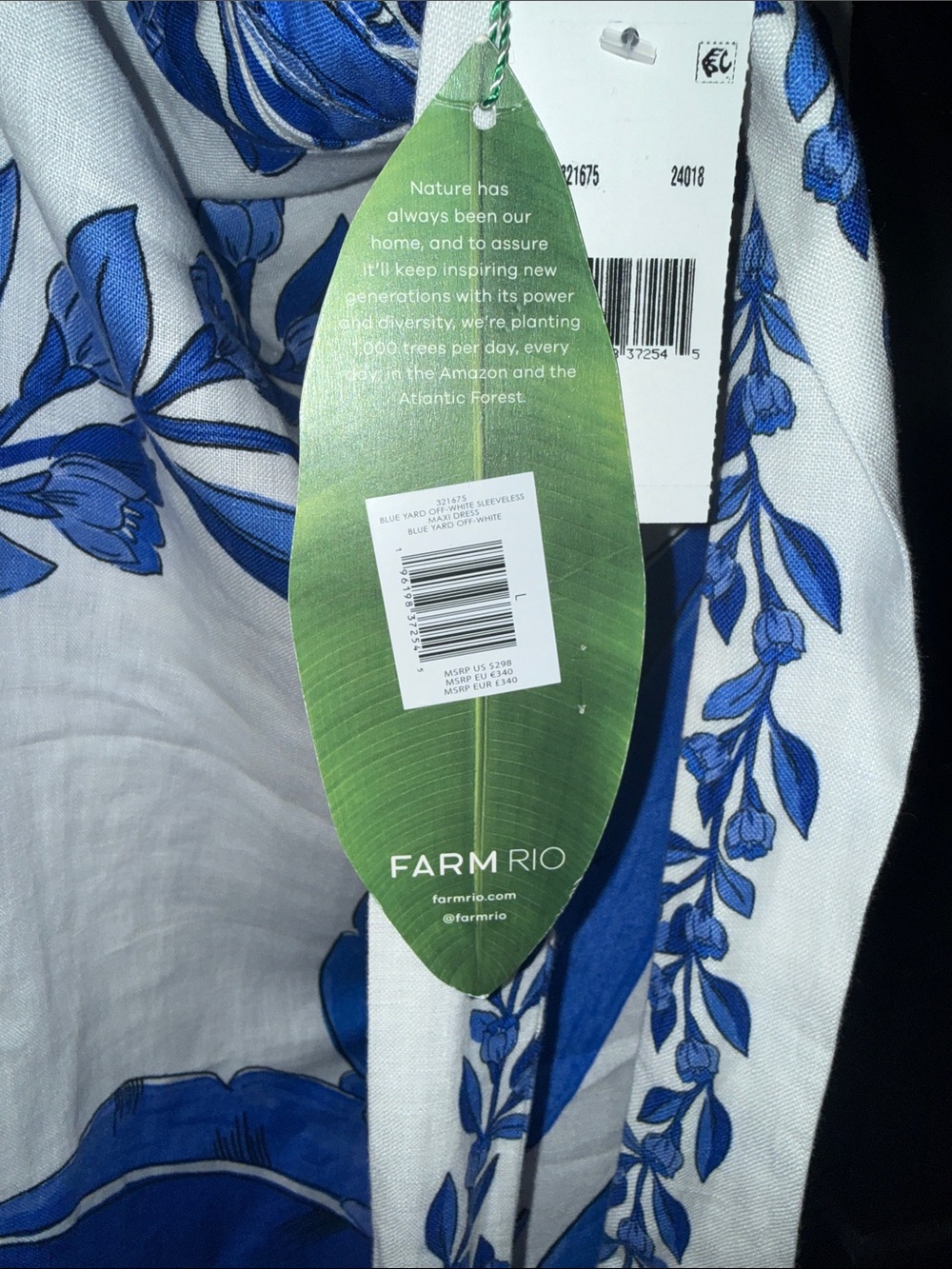 FARM Rio White Maxi Dress with Bold Blue Botanical Print - Picture 5 of 5